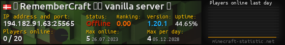 Userbar 560x90 with online players chart for server 194.182.91.63:25565