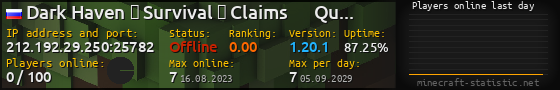 Userbar 560x90 with online players chart for server 212.192.29.250:25782