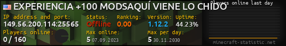Userbar 560x90 with online players chart for server 149.56.200.114:25565