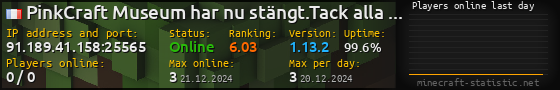 Userbar 560x90 with online players chart for server 91.189.41.158:25565