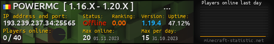 Userbar 560x90 with online players chart for server 193.239.237.34:25565