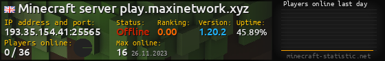 Userbar 560x90 with online players chart for server 193.35.154.41:25565
