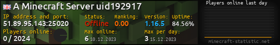 Userbar 560x90 with online players chart for server 51.89.95.143:25020