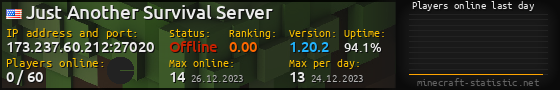 Userbar 560x90 with online players chart for server 173.237.60.212:27020