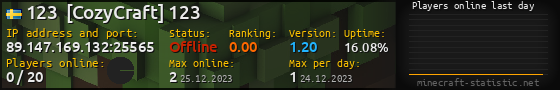 Userbar 560x90 with online players chart for server 89.147.169.132:25565