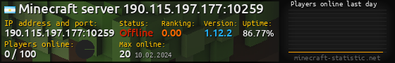 Userbar 560x90 with online players chart for server 190.115.197.177:10259