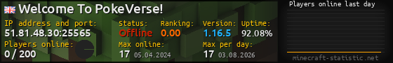 Userbar 560x90 with online players chart for server 51.81.48.30:25565
