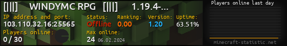 Userbar 560x90 with online players chart for server 103.110.32.16:25565