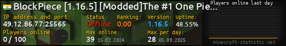 Userbar 560x90 with online players chart for server 49.12.86.77:25565