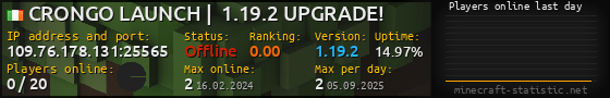 Userbar 560x90 with online players chart for server 109.76.178.131:25565
