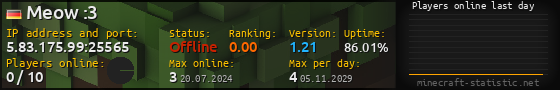Userbar 560x90 with online players chart for server 5.83.175.99:25565
