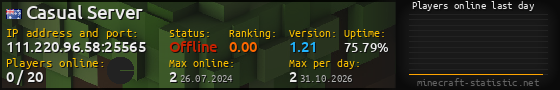 Userbar 560x90 with online players chart for server 111.220.96.58:25565