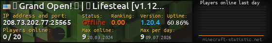 Userbar 560x90 with online players chart for server 208.73.202.77:25565
