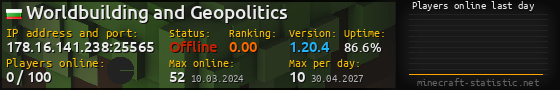 Userbar 560x90 with online players chart for server 178.16.141.238:25565