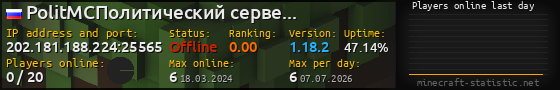 Userbar 560x90 with online players chart for server 202.181.188.224:25565