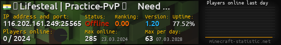 Userbar 560x90 with online players chart for server 116.202.161.249:25565