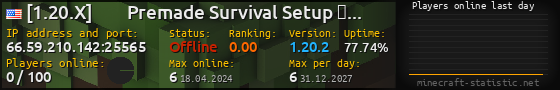 Userbar 560x90 with online players chart for server 66.59.210.142:25565