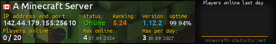 Userbar 560x90 with online players chart for server 142.44.179.155:25610