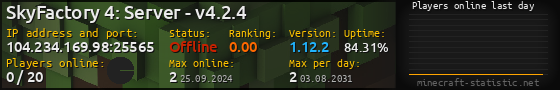 Userbar 560x90 with online players chart for server 104.234.169.98:25565