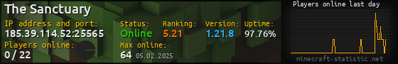 Userbar 560x90 with online players chart for server 185.39.114.52:25565