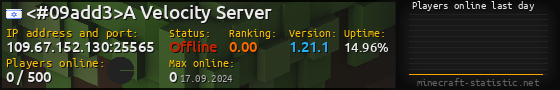 Userbar 560x90 with online players chart for server 109.67.152.130:25565