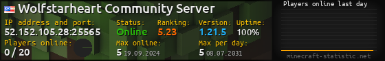 Userbar 560x90 with online players chart for server 52.152.105.28:25565