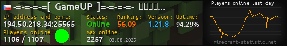 Userbar 560x90 with online players chart for server 194.50.218.34:25565