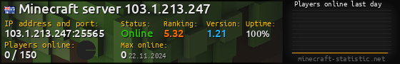 Userbar 560x90 with online players chart for server 103.1.213.247:25565