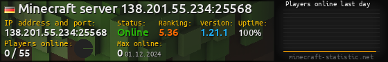 Userbar 560x90 with online players chart for server 138.201.55.234:25568