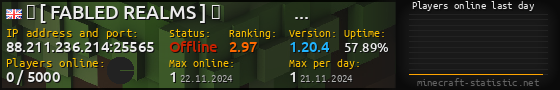 Userbar 560x90 with online players chart for server 88.211.236.214:25565