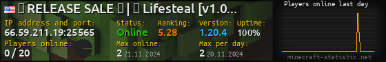 Userbar 560x90 with online players chart for server 66.59.211.19:25565
