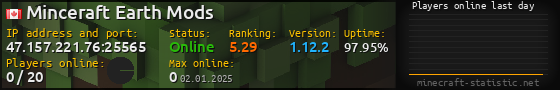 Userbar 560x90 with online players chart for server 47.157.221.76:25565