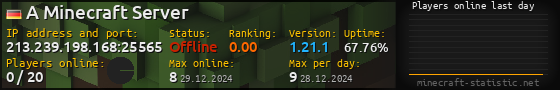 Userbar 560x90 with online players chart for server 213.239.198.168:25565