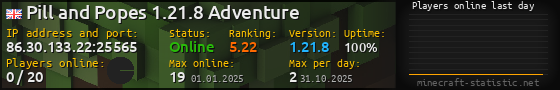 Userbar 560x90 with online players chart for server 86.30.133.22:25565