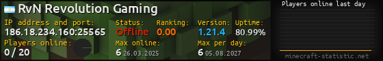 Userbar 560x90 with online players chart for server 186.18.234.160:25565