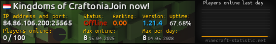 Userbar 560x90 with online players chart for server 84.86.106.200:25565