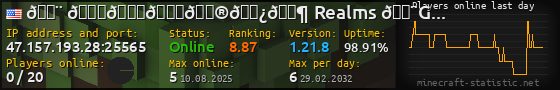 Userbar 560x90 with online players chart for server 47.157.193.28:25565
