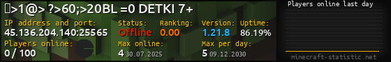 Userbar 560x90 with online players chart for server 45.136.204.140:25565