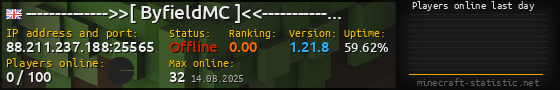 Userbar 560x90 with online players chart for server 88.211.237.188:25565