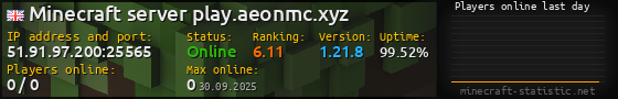 Userbar 560x90 with online players chart for server 51.91.97.200:25565