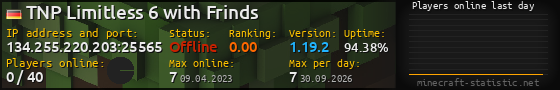 Userbar 560x90 with online players chart for server 134.255.220.203:25565