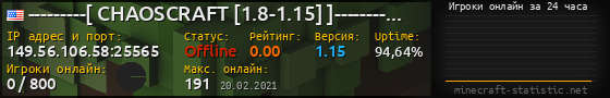 Юзербар 560x90 с графиком игроков онлайн для сервера 149.56.106.58:25565