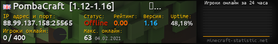 Юзербар 560x90 с графиком игроков онлайн для сервера 88.99.137.158:25565