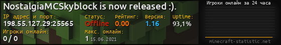 Юзербар 560x90 с графиком игроков онлайн для сервера 198.55.127.29:25565