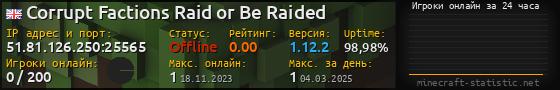 Юзербар 560x90 с графиком игроков онлайн для сервера 51.81.126.250:25565