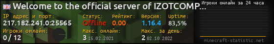Юзербар 560x90 с графиком игроков онлайн для сервера 217.182.241.0:25565