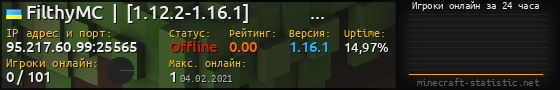 Юзербар 560x90 с графиком игроков онлайн для сервера 95.217.60.99:25565