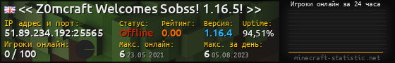 Юзербар 560x90 с графиком игроков онлайн для сервера 51.89.234.192:25565