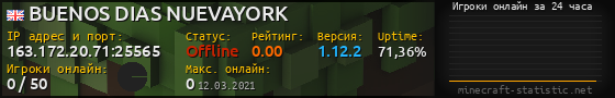 Юзербар 560x90 с графиком игроков онлайн для сервера 163.172.20.71:25565