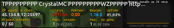 Юзербар 560x90 с графиком игроков онлайн для сервера 45.134.8.12:25597